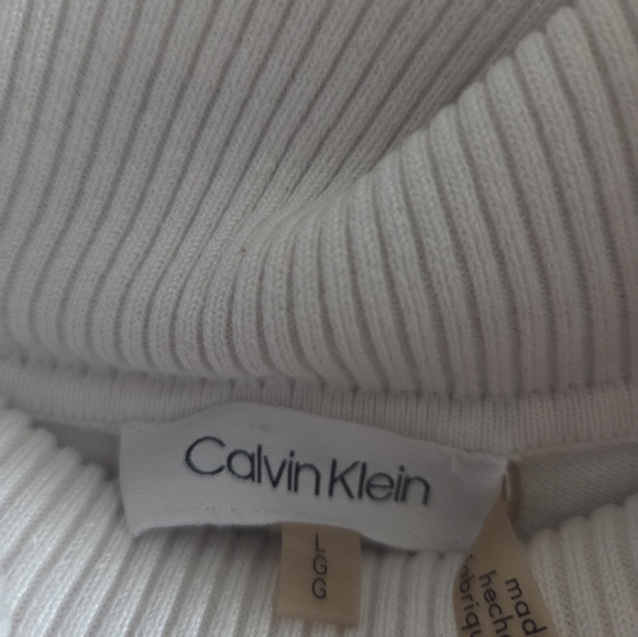 2-in-1 Womens Calvin Klein Gray, White and Black Colorblock Turtleneck Sweaters - Picture 7 of 7